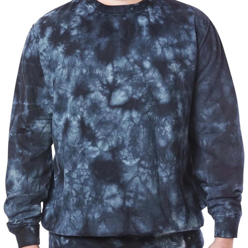 New Men's XLT Light Navy Blue Tie-Dye Sweatshirt by Kingsize Cotton Poly